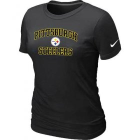 Wholesale Cheap Women\'s Nike Pittsburgh Steelers Heart & Soul NFL T-Shirt Black