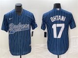 Cheap Men's Los Angeles Dodgers #17 Shohei Ohtani Navy Cool Base With Patch Stitched Baseball Jersey