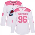 Wholesale Cheap Adidas Avalanche #96 Mikko Rantanen White/Pink Authentic Fashion Women's Stitched NHL Jersey