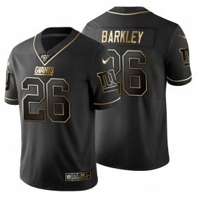 Wholesale Cheap New York Giants #26 Saquon Barkley Men\'s Nike Black Golden Limited NFL 100 Jersey