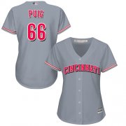 Wholesale Cheap Reds #66 Yasiel Puig Grey Road Women's Stitched MLB Jersey