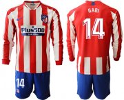 Wholesale Cheap Atletico Madrid #14 Gabi Home Long Sleeves Soccer Club Jersey