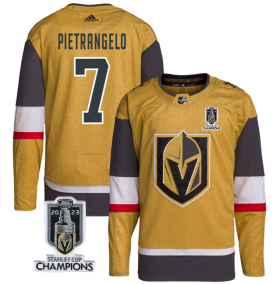 Wholesale Cheap Men\'s Vegas Golden Knights #7 Alex Pietrangelo Gold 2023 Stanley Cup Champions Stitched Jersey