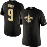 Wholesale Cheap Nike New Orleans Saints #9 Drew Brees Name & Number NFL T-Shirt Black