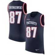 Wholesale Cheap Nike Patriots #87 Rob Gronkowski Navy Blue Team Color Men's Stitched NFL Limited Rush Tank Top Jersey