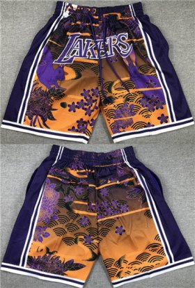 Wholesale Cheap Men\'s Los Angeles Lakers Purple Yellow Shorts