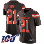 Wholesale Cheap Nike Browns #21 Denzel Ward Brown Team Color Men's Stitched NFL 100th Season Vapor Limited Jersey