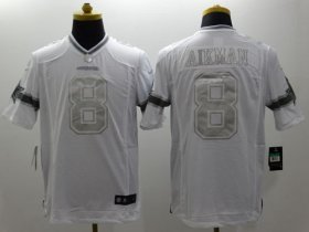 Wholesale Cheap Nike Cowboys #8 Troy Aikman White Men\'s Stitched NFL Limited Platinum Jersey