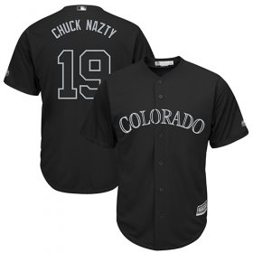 Wholesale Cheap Rockies #19 Charlie Blackmon Black \"Chuck Nazty\" Players Weekend Cool Base Stitched MLB Jersey