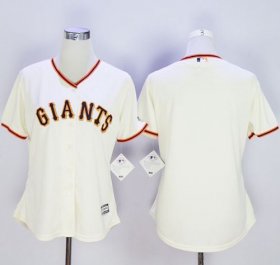 Wholesale Cheap Giants Blank Cream Women\'s Home Stitched MLB Jersey