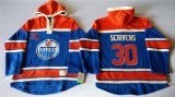 Wholesale Cheap Oilers #30 Ben Scrivens Light Blue Sawyer Hooded Sweatshirt Stitched NHL Jersey
