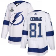 Cheap Adidas Lightning #81 Erik Cernak White Road Authentic 2020 Stanley Cup Champions Stitched NHL Jersey