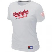 Wholesale Cheap Women's MLB Washington Nationals White Nike Short Sleeve Practice T-Shirt