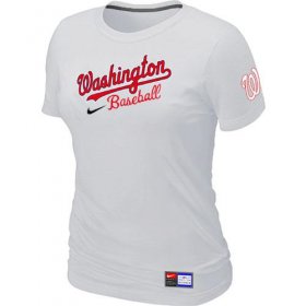 Wholesale Cheap Women\'s MLB Washington Nationals White Nike Short Sleeve Practice T-Shirt