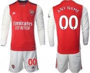 Wholesale Cheap Men 2021-2022 Club Arsenal home red Long Sleeve customized Soccer Jersey