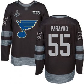 Wholesale Cheap Adidas Blues #55 Colton Parayko Black 1917-2017 100th Anniversary Stanley Cup Champions Stitched NHL Jersey