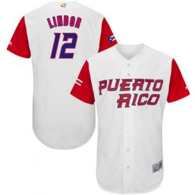 Wholesale Cheap Team Puerto Rico #12 Francisco Lindor White 2017 World MLB Classic Authentic Stitched MLB Jersey