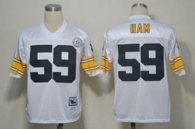 Wholesale Cheap Mitchell And Ness Steelers #59 Jack Ham White Stitched NFL Jersey
