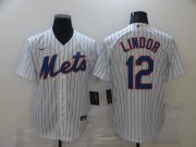 Wholesale Cheap Men's New York Mets #12 Francisco Lindor White Stitched MLB Cool Base Nike Jersey