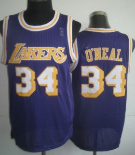 Wholesale Cheap Los Angeles Lakers #34 Shaquille O\'neal Purple Swingman Throwback Jersey