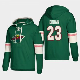 Wholesale Cheap Minnesota Wild #23 J.t Brown Green adidas Lace-Up Pullover Hoodie