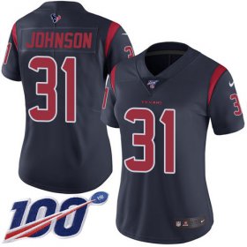 Wholesale Cheap Nike Texans #31 David Johnson Navy Blue Women\'s Stitched NFL Limited Rush 100th Season Jersey