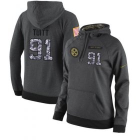 Wholesale Cheap NFL Women\'s Nike Pittsburgh Steelers #91 Stephon Tuitt Stitched Black Anthracite Salute to Service Player Performance Hoodie