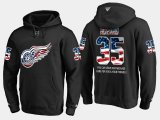 Wholesale Cheap Red Wings #35 Jimmy Howard NHL Banner Wave Usa Flag Black Hoodie