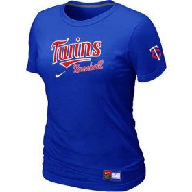 Wholesale Cheap Women\'s Minnesota Twins Nike Short Sleeve Practice MLB T-Shirt Blue