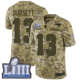 Wholesale Cheap Nike Patriots #13 Phillip Dorsett Camo Super Bowl LIII Bound Youth Stitched NFL Limited 2018 Salute to Service Jersey