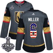 Wholesale Cheap Adidas Golden Knights #6 Colin Miller Grey Home Authentic USA Flag 2018 Stanley Cup Final Women's Stitched NHL Jersey