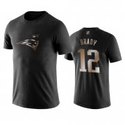 Wholesale Cheap Patriots #12 Tom Brady Black NFL Black Golden 100th Season T-Shirts