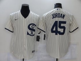 Wholesale Cheap Men\'s Chicago White Sox #45 Michael Jordan 2021 Cream Navy Field of Dreams Name Flex Base Stitched Jersey
