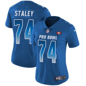 Wholesale Cheap Nike 49ers #74 Joe Staley Royal Women\'s Stitched NFL Limited NFC 2018 Pro Bowl Jersey