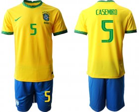Wholesale Cheap Men 2020-2021 Season National team Brazil home yellow 5 Soccer Jersey