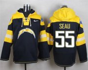 Wholesale Cheap Nike Chargers #55 Junior Seau Navy Blue Player Pullover NFL Hoodie