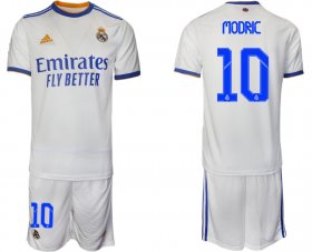 Wholesale Cheap Men 2021-2022 Club Real Madrid home white 10 Soccer Jerseys