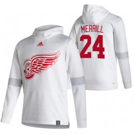 Wholesale Cheap Detroit Red Wings #24 Jon Merrill Adidas Reverse Retro Pullover Hoodie White