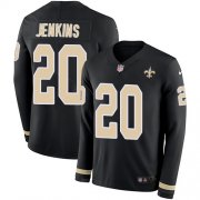 Wholesale Cheap Nike Saints #20 Janoris Jenkins Black Team Color Youth Stitched NFL Limited Therma Long Sleeve Jersey
