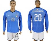 Wholesale Cheap Italy #20 Berna Rdeschi Blue Home Long Sleeves Soccer Country Jersey