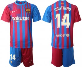 Wholesale Cheap Men 2021-2022 Club Barcelona home red 14 Nike Soccer Jersey