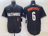 Wholesale Cheap Men's Baltimore Orioles #6 Ryan Mountcastle Number Black 2023 City Connect Cool Base Stitched Jersey 1