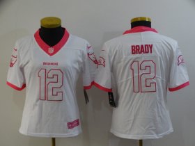 Wholesale Cheap Women\'s Tampa Bay Buccaneers #12 Tom Brady White Pink 2016 Color Rush Fashion NFL Nike Limited Jersey