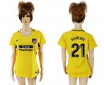 Wholesale Cheap Women's Atletico Madrid #21 Gameiro Away Soccer Club Jersey