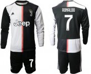Wholesale Cheap Juventus #7 Ronaldo Home Long Sleeves Soccer Club Jersey