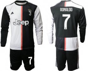 Wholesale Cheap Juventus #7 Ronaldo Home Long Sleeves Soccer Club Jersey
