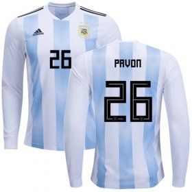 Wholesale Cheap Argentina #26 Pavon Home Long Sleeves Soccer Country Jersey