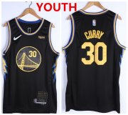 Wholesale Cheap Youth Golden State Warriors #30 Stephen Curry 75th Anniversary Black Stitched Basketball Jersey