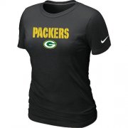 Wholesale Cheap Women's Nike Green Bay Packers Authentic Logo T-Shirt Black