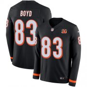 Wholesale Cheap Nike Bengals #83 Tyler Boyd Black Team Color Men's Stitched NFL Limited Therma Long Sleeve Jersey